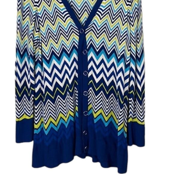 Lane Bryant Women's Blue Green Chevron Button-Down Knit Cardigan Size 18/20 NWOT - Picture 4 of 10